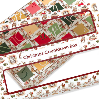 Advent Calendar Making Kit | 24 Cube Boxes & Outer Box | Cute Christmas Cats