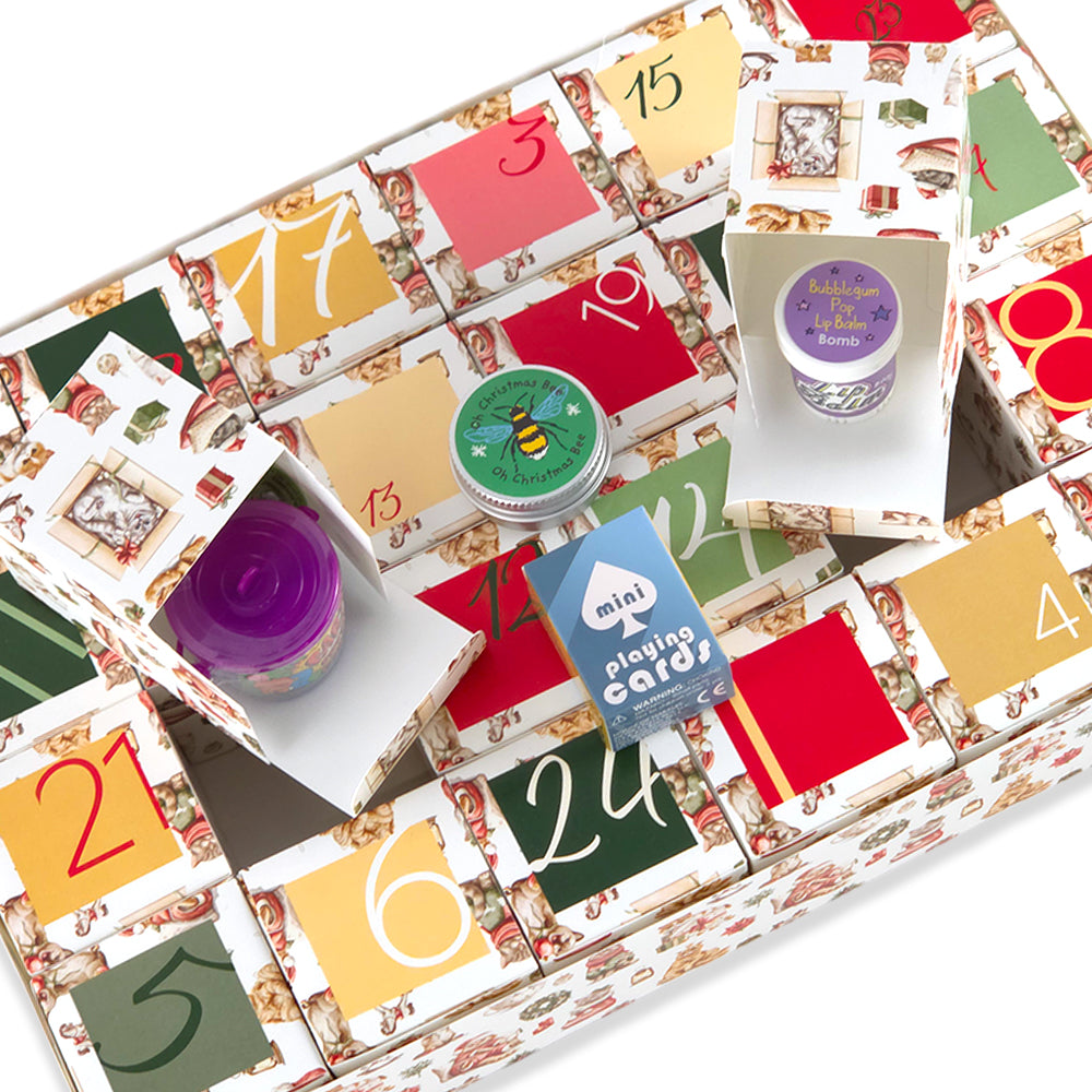 Advent Calendar Making Kit | 24 Cube Boxes & Outer Box | Cute Christmas Cats