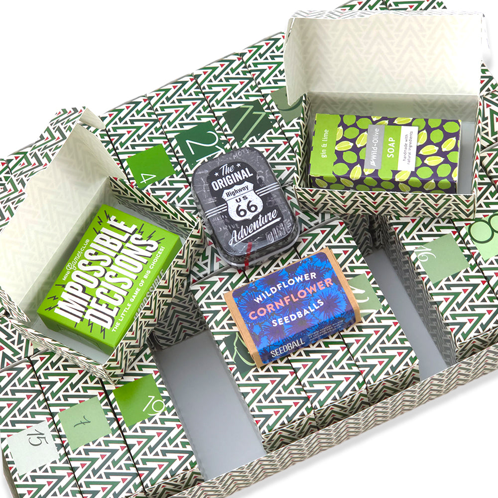 Advent Calendar Making Kit | 25 Soap Boxes & Outer Box | Christmas Tree Wave