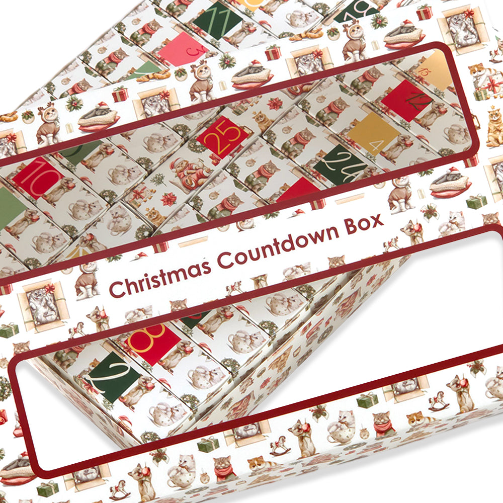 Advent Calendar Making Kit | 25 Soap Boxes & Outer Box | Cute Christmas Cats