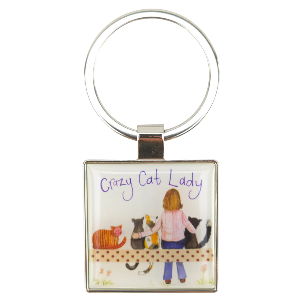 Crazy Cat Lady | Metal Keyring | Little Gift | Cracker Filler