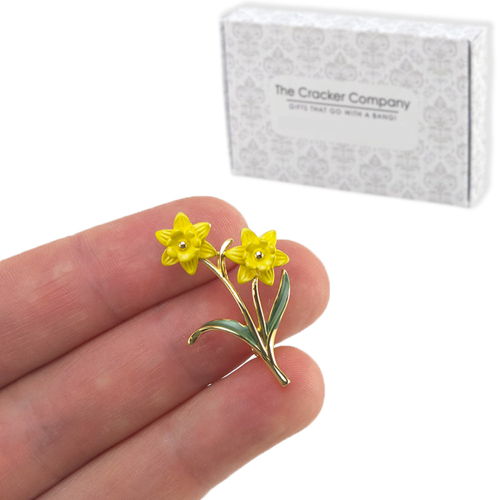 Dainty Tete-a-Tete Daffodil Brooch | Gold Plated | Little Cracker Filler Gift