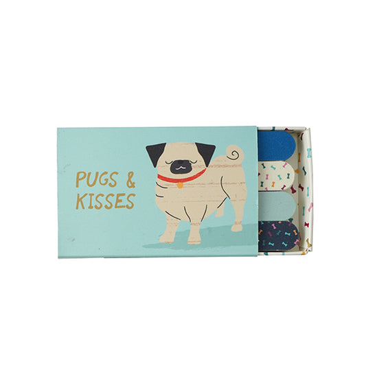 Pugs & Kisses | Box of 8 Pug Doggy Emery Boards | Mini Gift | Cracker Filler