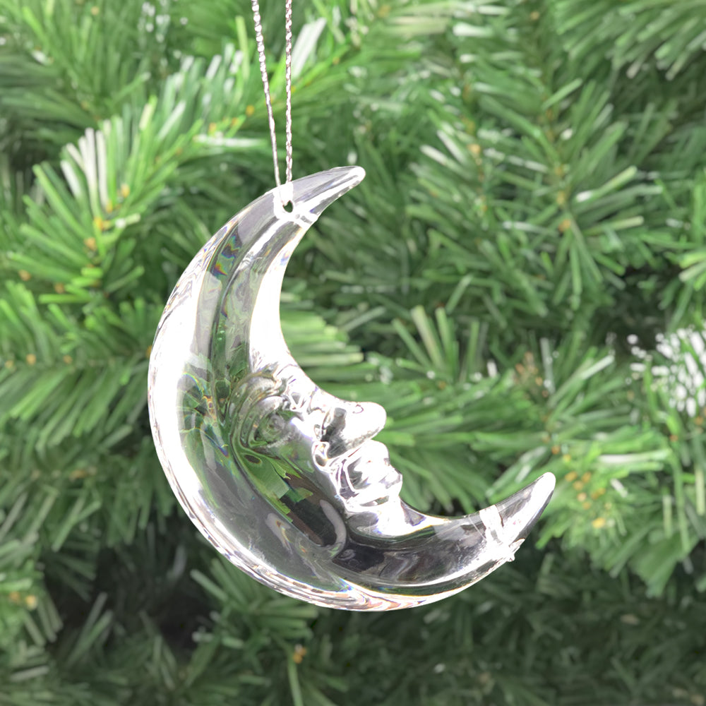 Crescent Moon | Clear Crystal Christmas Tree Decoration | Acrylic | 7c ...
