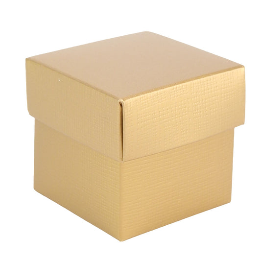 Textured Gold | Mini 5cm Cube Gift Box with Lid | Pack of 10