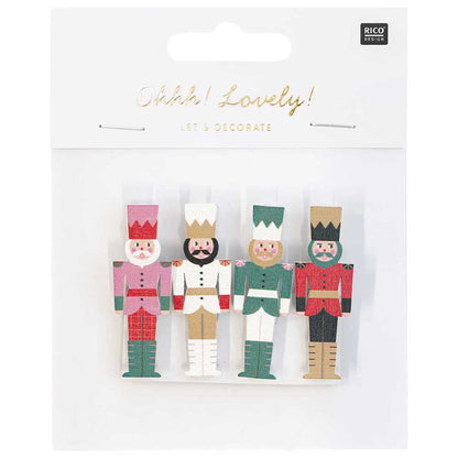 Nutcracker Pegs | 4 Christmas Papercraft Embellishments
