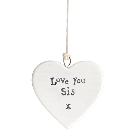 Love You Sis Heart | Little Porcelain Ornament | Cracker Filler | Sister Gift