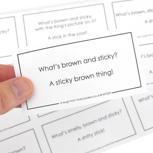 Brown & Sticky Cracker Jokes | Set of 12 | For Cracker Making