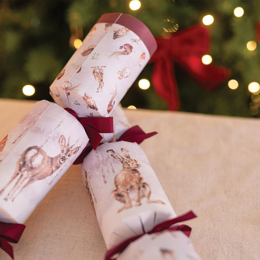 Woodland Friends | 6 Wrendale Designs Crackers | Wooden Ornament Gifts