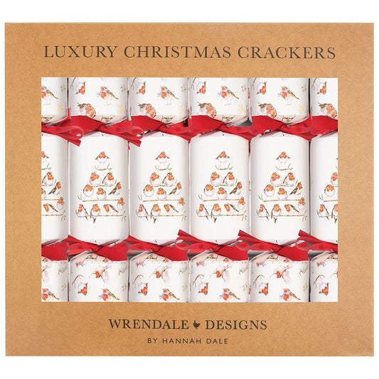 Christmas Robins | 6 Wrendale Designs Crackers | Wooden Ornament Gifts