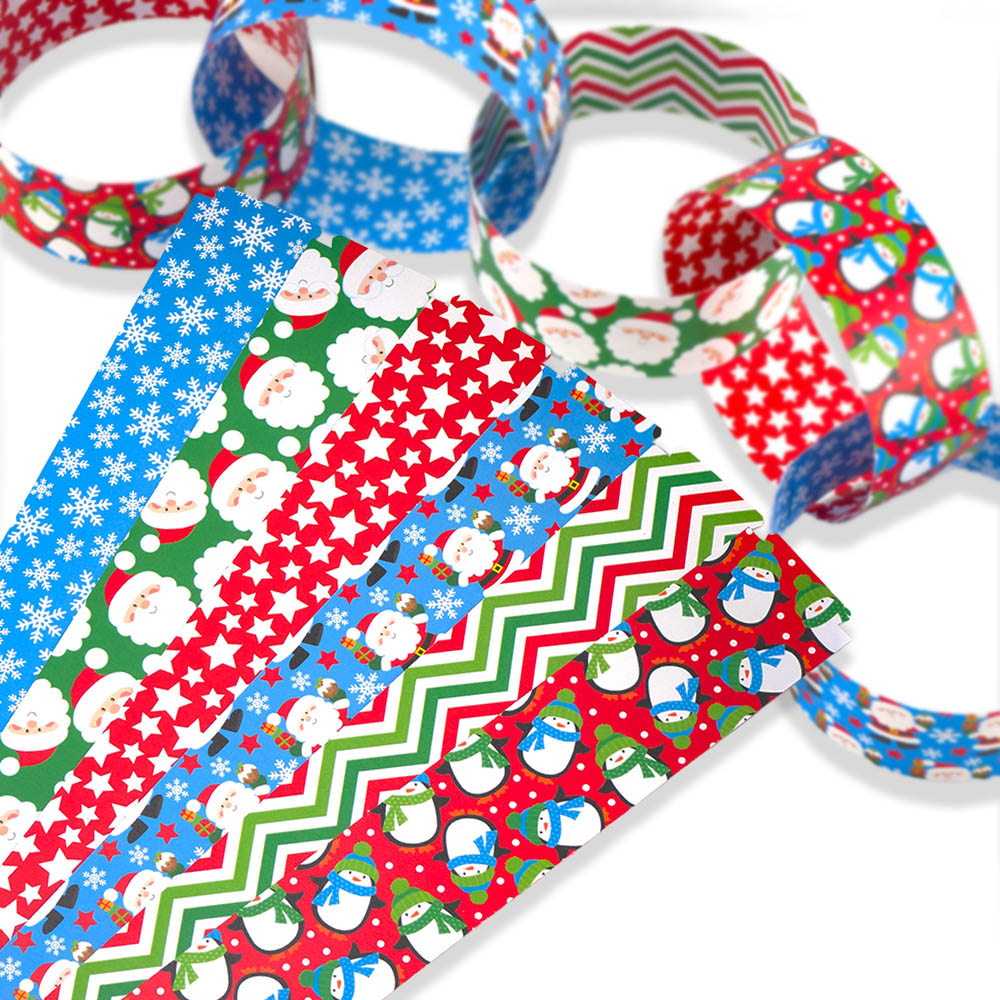 30 Reusable Paper Party Chains | Kids Christmas Fun | No Glue Needed | 2.5m