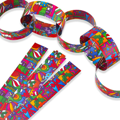 30 Reusable Paper Chains | Colourful Christmas | No Glue Needed | 2.5m
