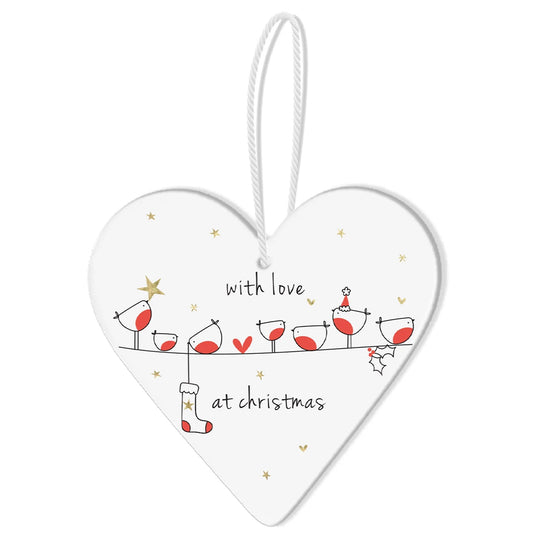 With Love at Christmas | Large Porcelain Hanging Decoration