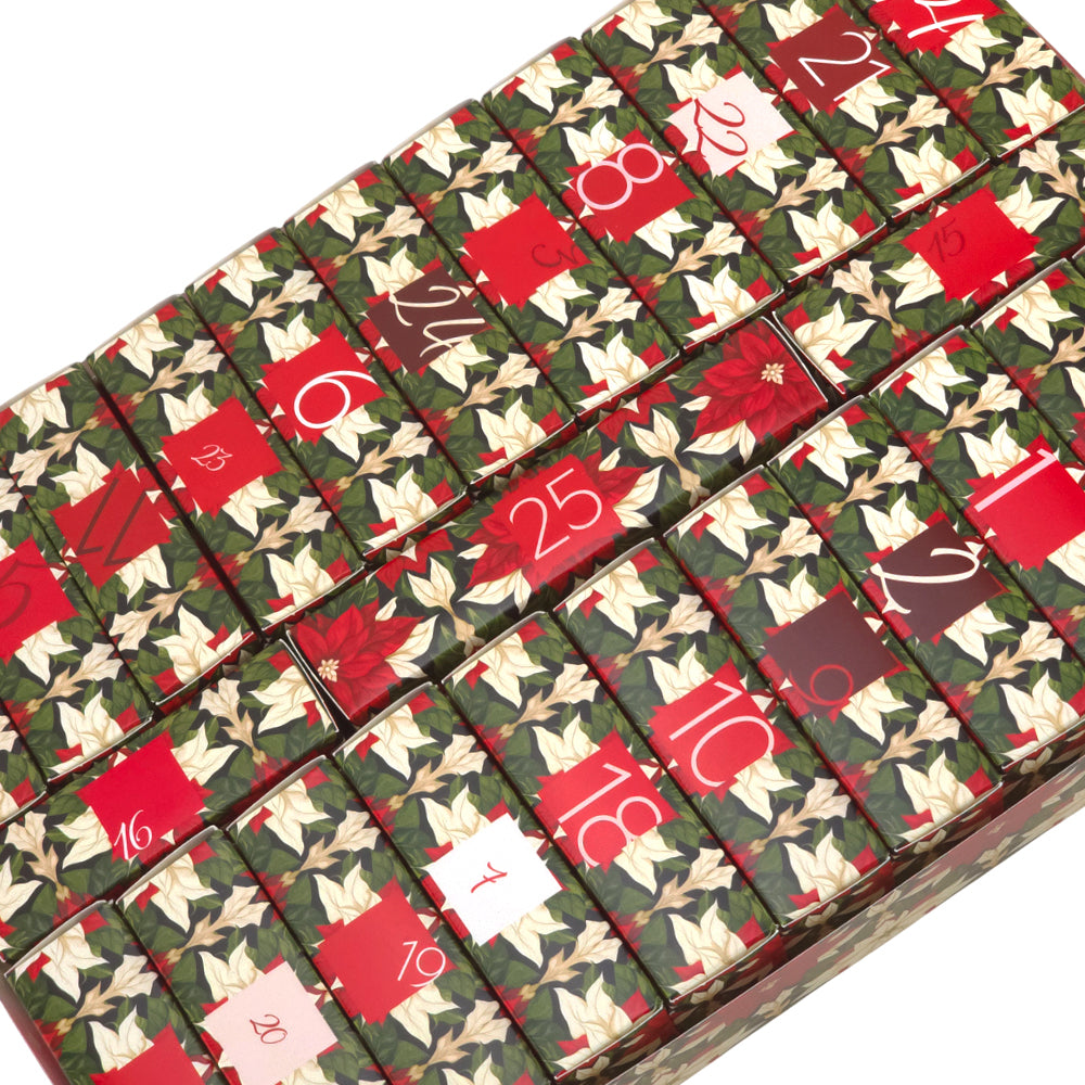Advent Calendar Making Kit | 25 Soap Boxes & Outer Box | Abstract Poinsettia