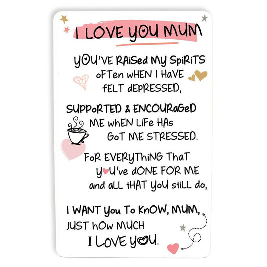 I Love You Mum | Mini Keepsake Card With Verse | Little Gift | Cracker Filler