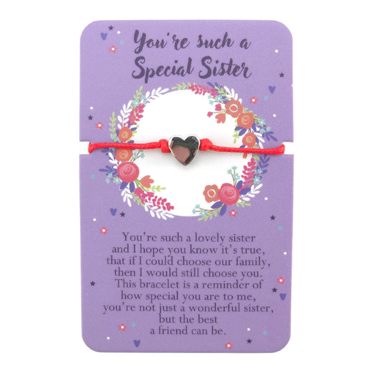 Special Sister Cord Bracelet | Heart Warming Words | Cracker Filler Little Gift