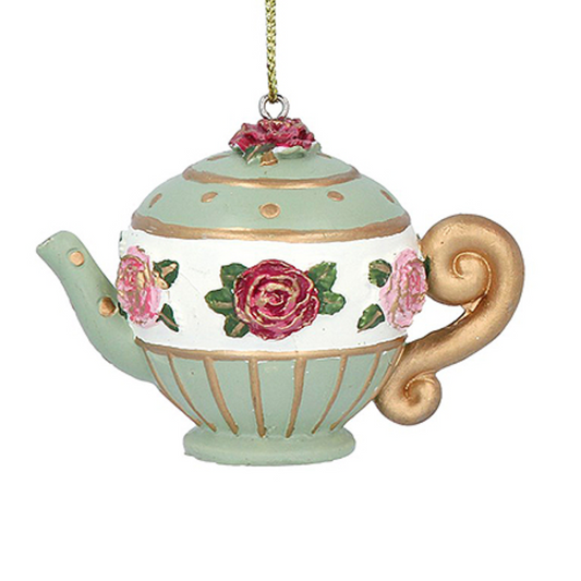 Green | Afternoon Tea Teapot Hanging Ornament | Christmas or Home Decoration