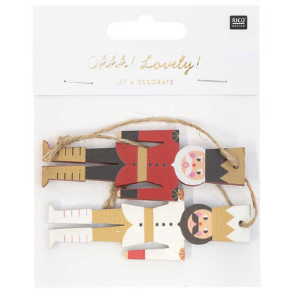Nutcrackers | 2 Hanging Wooden Christmas Ornaments | 9cm Tall