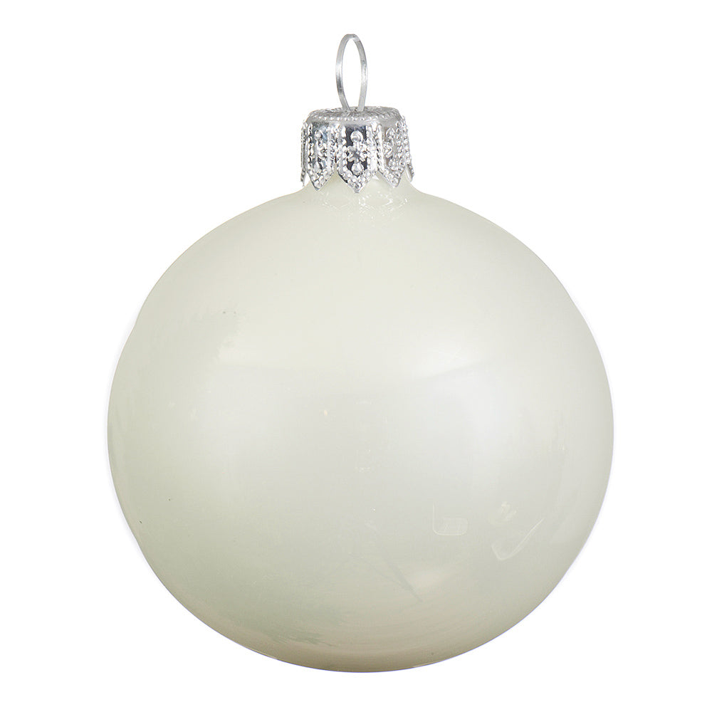 6cm Gloss White Glass Christmas Baubles | 6 Pack | Tree Decorations | Best Quality