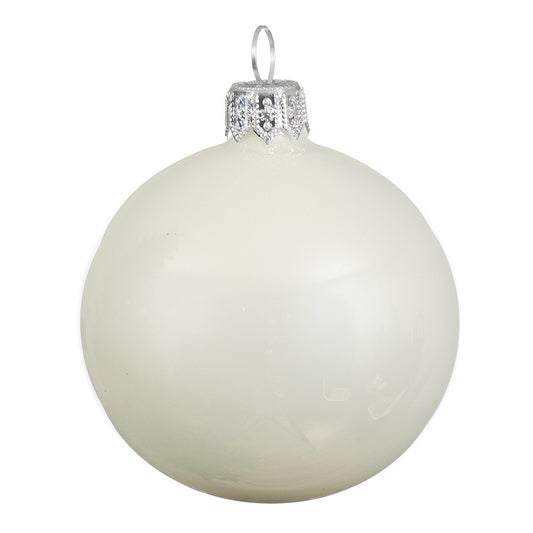 6cm Gloss White Glass Christmas Baubles | 6 Pack | Tree Decorations | Best Quality