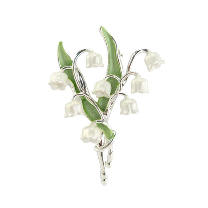 White Lily of the Valley Silver Plated Brooch | Little Gift | Cracker Filler