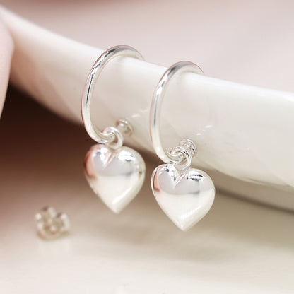 Sterling Silver Hoop & Heart Drop Earrings | Mini Gift | Cracker Filler