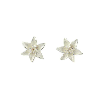 White Lily | Clip On  Silver Plated Earrings | Little Gift | Cracker Filler