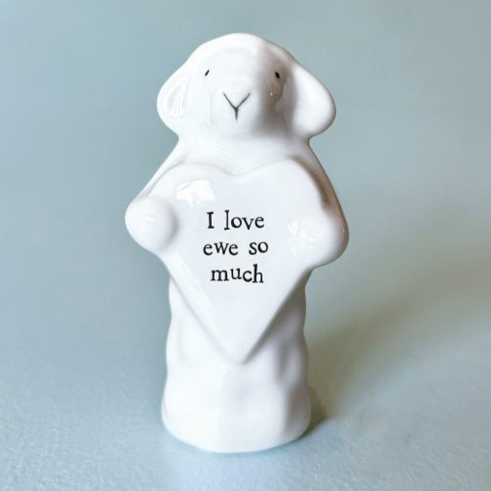 I Love Ewe So Much | Porcelain Sheep & Heart | Little Gift | Cracker Filler