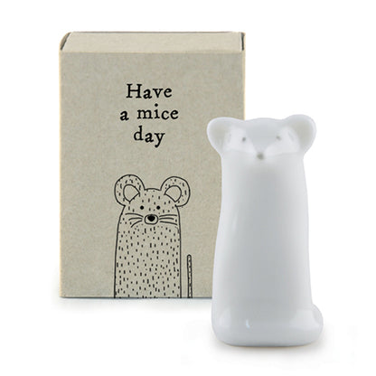 Have a Mice Day | Porcelain Mouse in a Matchbox | Cracker Filler | Little Gift
