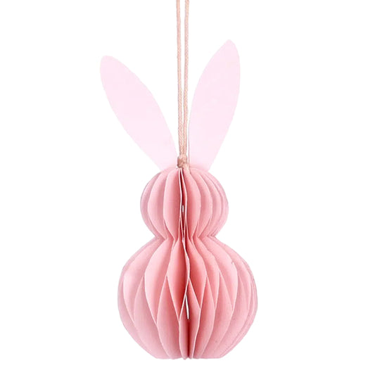 Pastel Pink Easter Bunny | 12cm | Honeycomb Paper Hanging Decoration