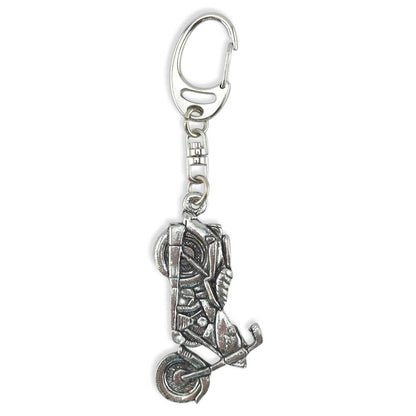 Classic Motorbike | Chunky English Pewter 3D Keyring | Mini Gift | Cracker Filler