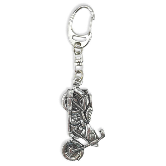 Classic Motorbike | Chunky English Pewter 3D Keyring | Mini Gift | Cracker Filler