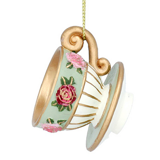 Green | Afternoon Tea Cup & Saucer Hanging Ornament | Christmas Decoration