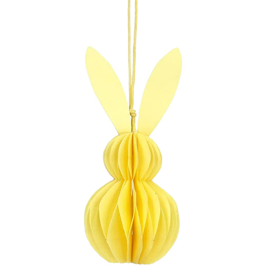 Pastel Yellow Easter Bunny | 12cm | Honeycomb Paper Hanging Decoration