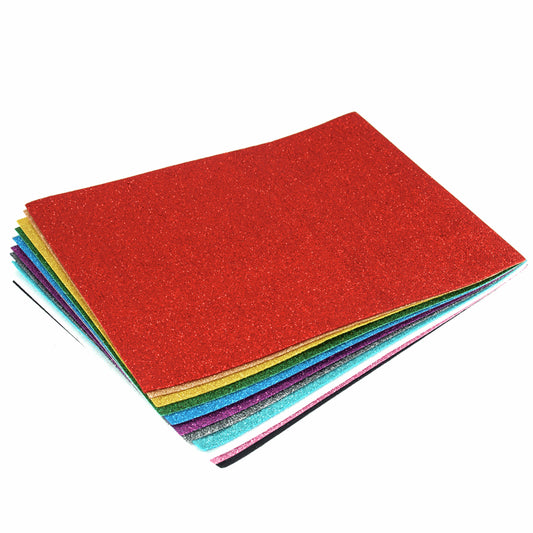 Pack of 12 30x23cm Assorted 12 Colours Acrylic Glitter Felt Fabric Sheet for Crafts
