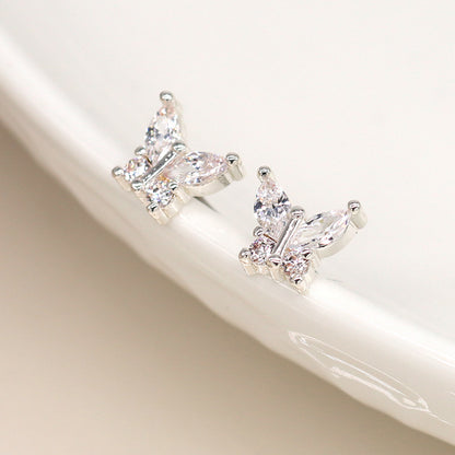 Silver Plated Crystal Butterfly Earrings | Mini Gift | Cracker Filler
