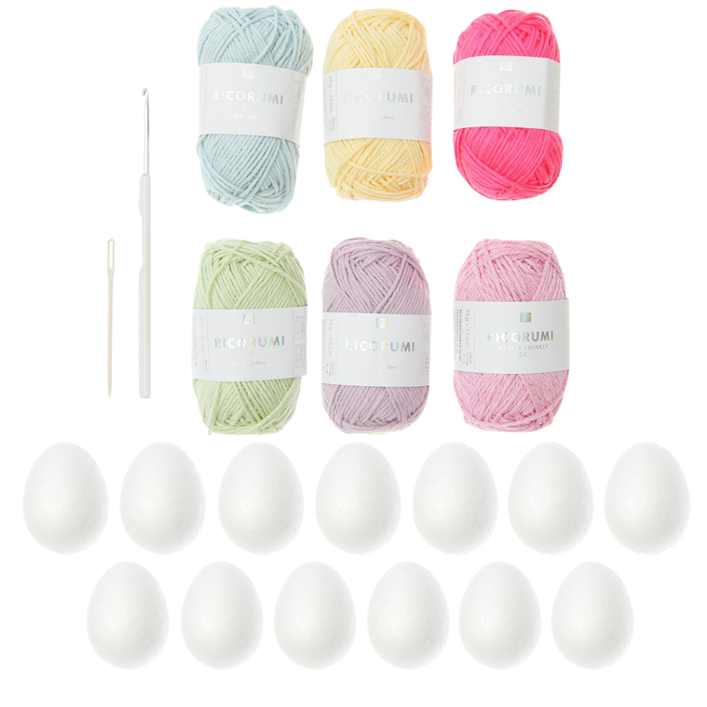 Pastel Easter Eggs | Adults Crochet Craft Kit | Makes 7 or 13 Eggs