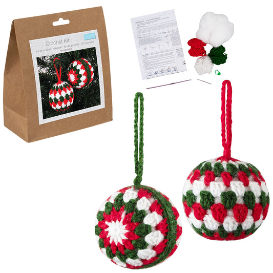 Christmas Baubles | Complete Crochet Kit | Makes Two | 8cm Wide