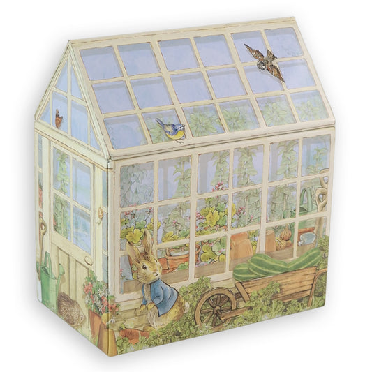 Peter Rabbit Tin | Lush Greenhouse Shaped Scene | 13.5cm | Gift Idea