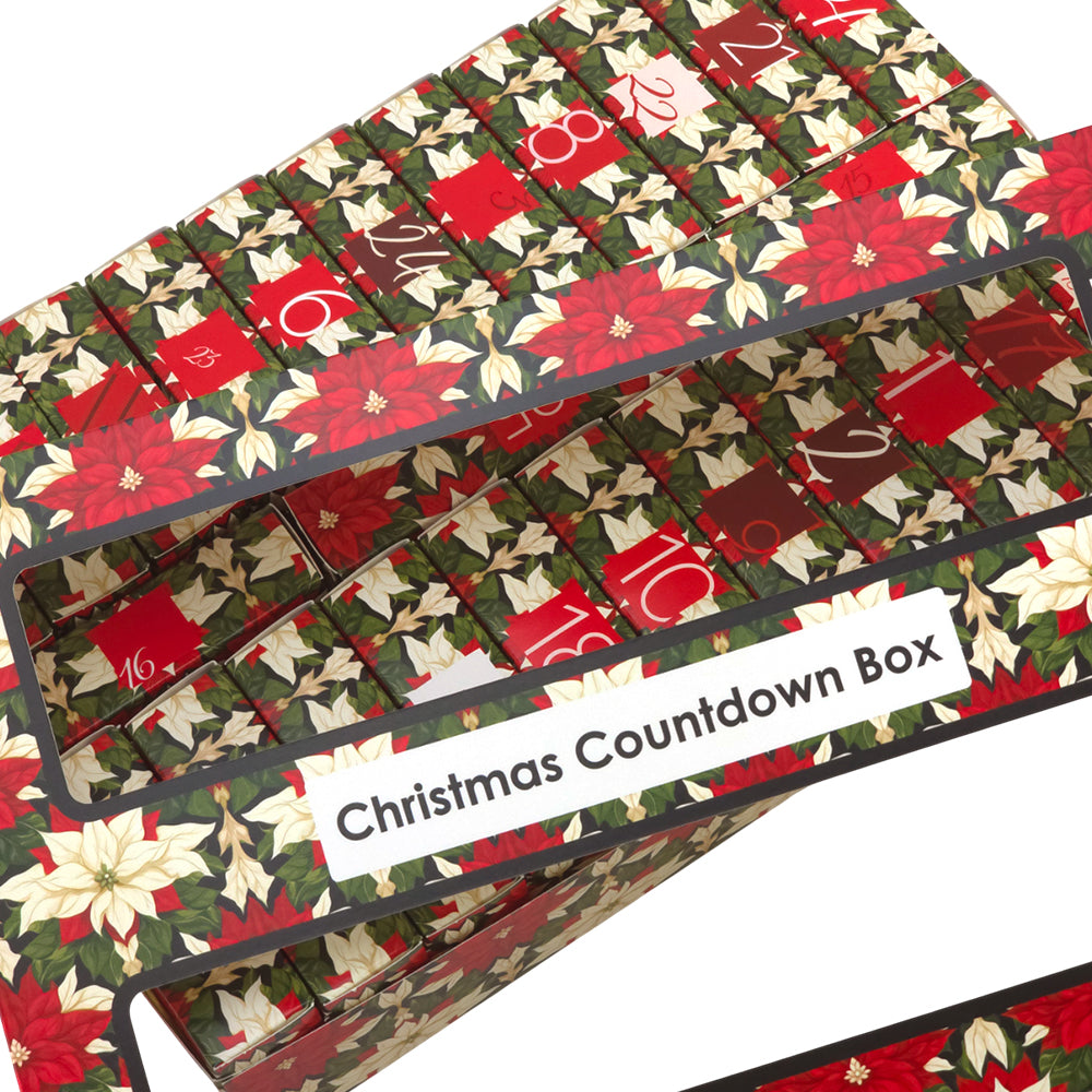 Advent Calendar Making Kit | 25 Soap Boxes & Outer Box | Abstract Poinsettia