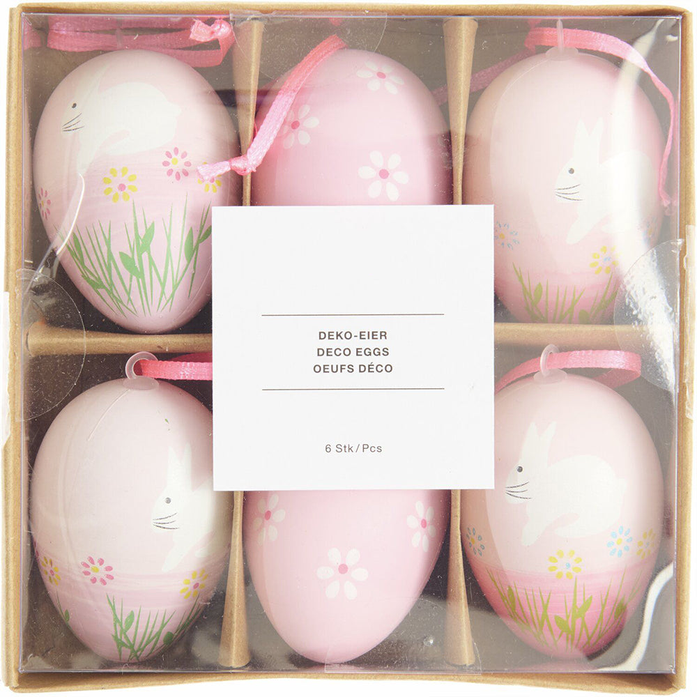 Pretty Pink Florals | 6cm Hanging Easter Egg Tree Ornaments | Pack of 6