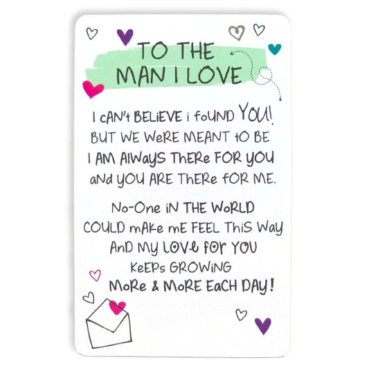 To The Man I Love | Mini Keepsake Card With Verse | Little Gift | Cracker Filler