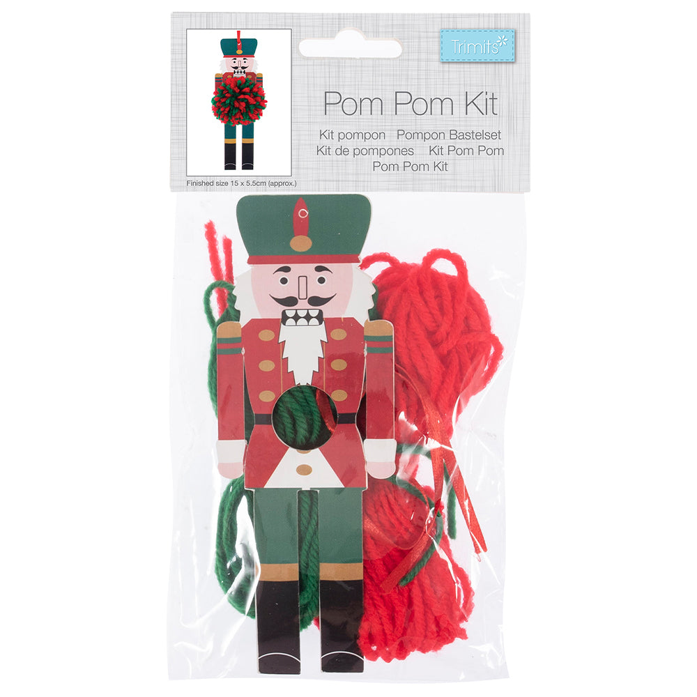 Christmas Nutcracker | Pom Pom Hanging Ornament Craft Kit for Kids