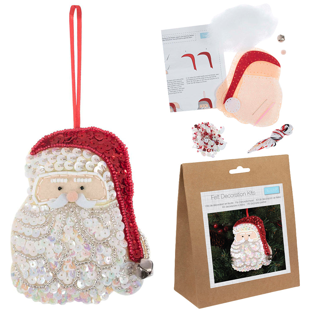 Santa | Felt, Sequin & Bead Sewing Kit | Christmas Ornament Craft