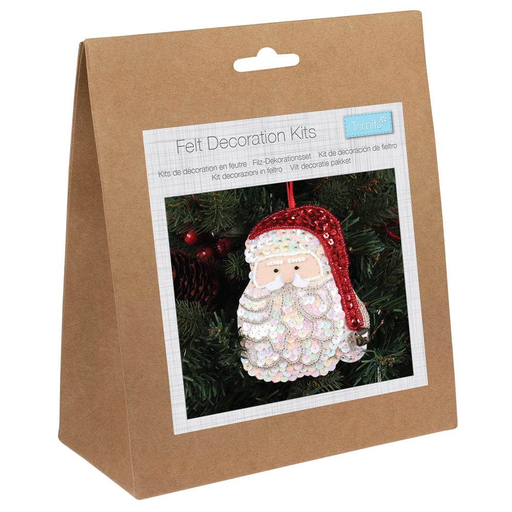 Santa | Felt, Sequin & Bead Sewing Kit | Christmas Ornament Craft