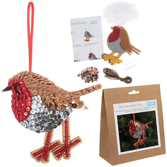 Robin | Felt, Sequin & Bead Sewing Kit | Christmas Ornament Craft