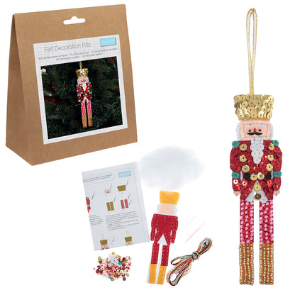 Nutcracker | Felt, Sequin & Bead Sewing Kit | Christmas Ornament Craft
