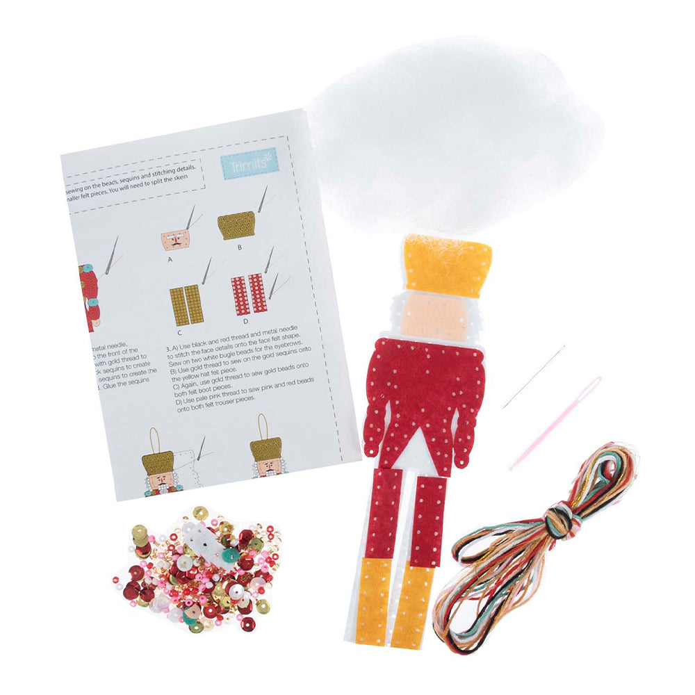 Nutcracker | Felt, Sequin & Bead Sewing Kit | Christmas Ornament Craft