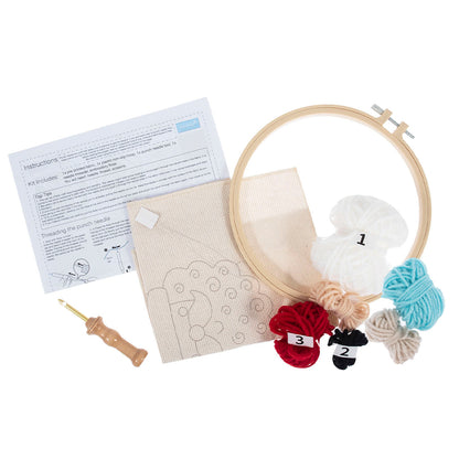 Father Christmas Hoop | Embroidery & Punch Needle Craft Kit | Boxed Set