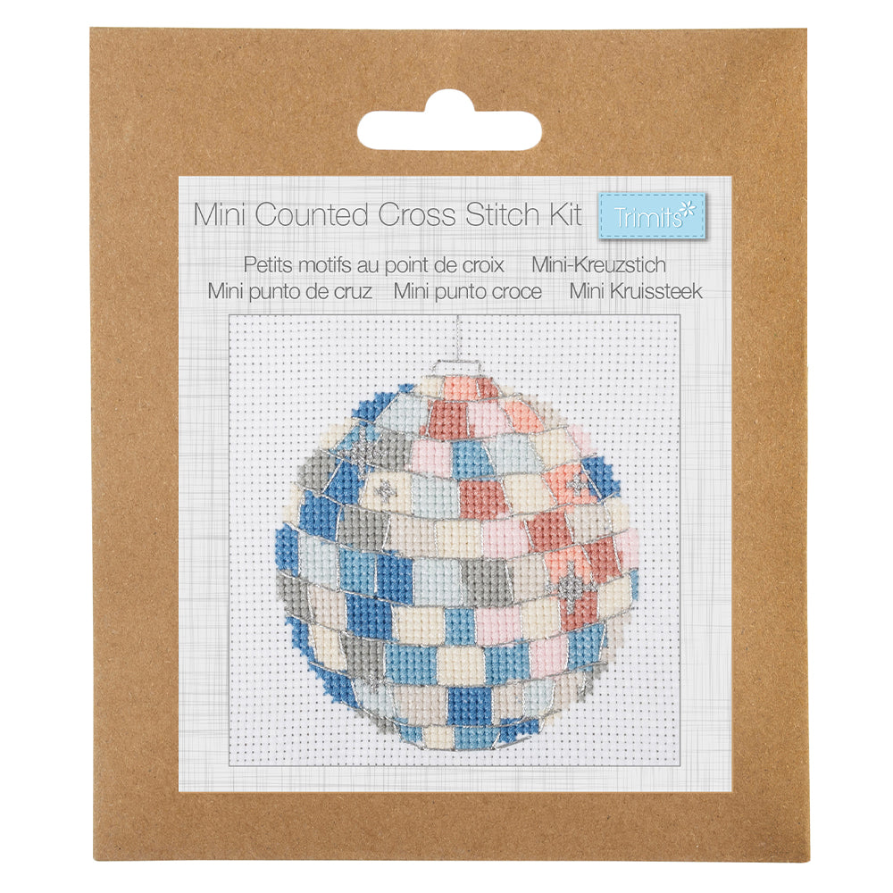 Disco Ball | Mirror Ball | Mini Counted Cross Stitch Kit | 13cm